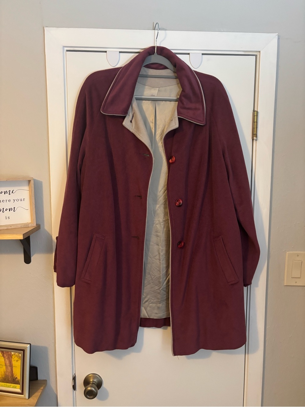 Women's Plum Single-Breasted Pea Coat